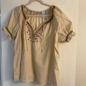 Embroidered Cream Women's Top